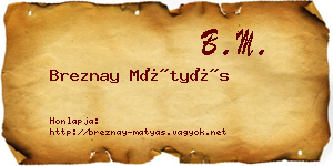 Breznay Mátyás névjegykártya